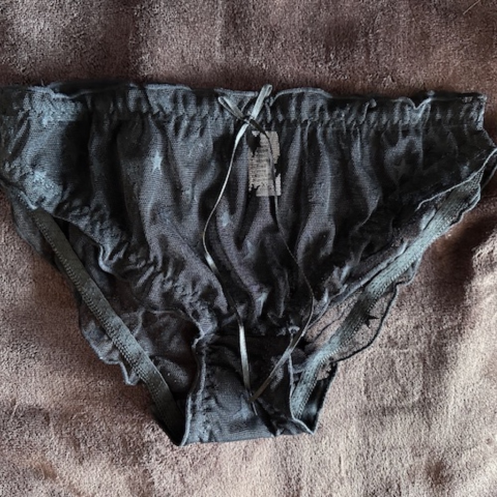BLACK fine mesh Lolita Panties with Stars.